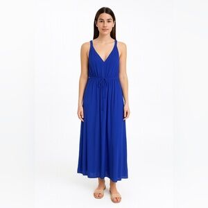 Peach Royal Maxi‎ Dress Womens Size M Blue Sheer Fairy Whimsical Party Cocktail